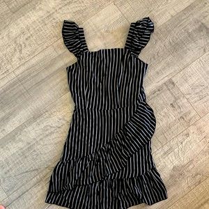 Black and white striped mini dress